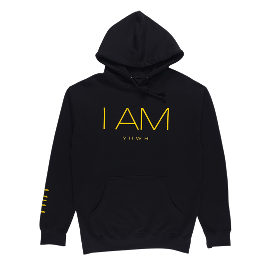 I AM/YHWH - Heavyweight Hoodie - Gold on Black