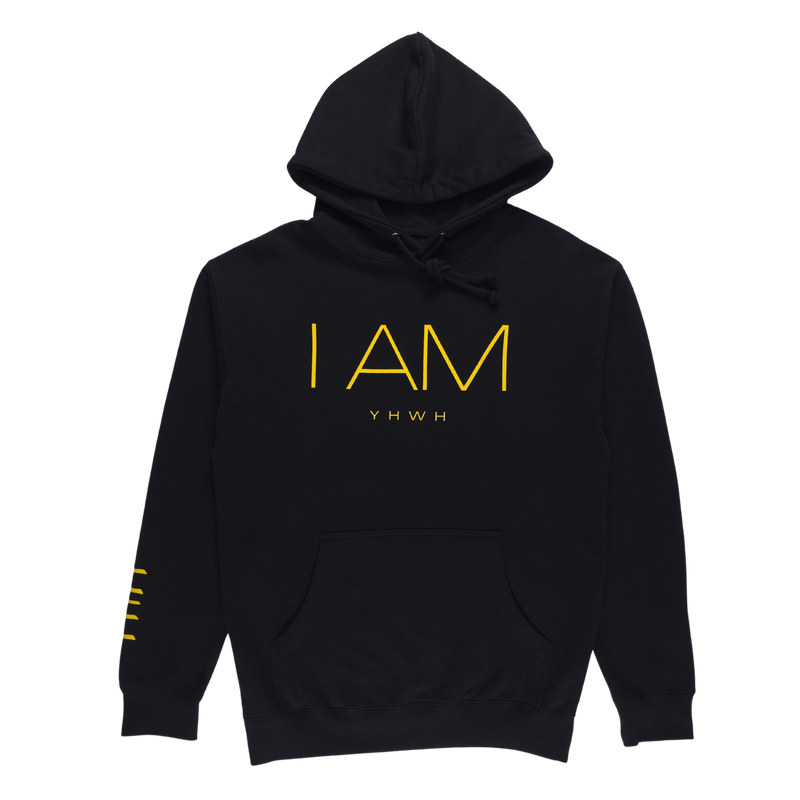 I AM/YHWH - Heavyweight Hoodie - Gold on Black